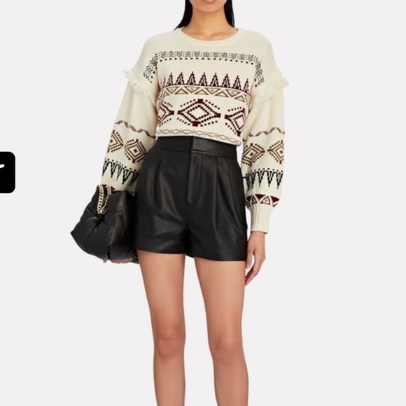 INTERMIX Black Remi Pleated Leather Shorts NWT - Picture 2 of 9